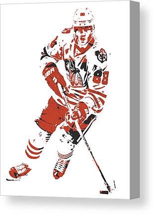 Patrick Kane Chicago Blackhawks Pixel Art 1 Joe Hamilton Canvas Print