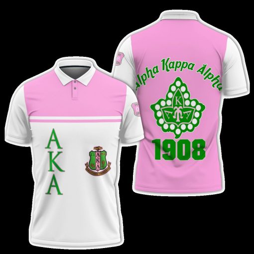 Alpha Kappa Alpha 1908 Pearl Ivy Emblem White Polo Shirt