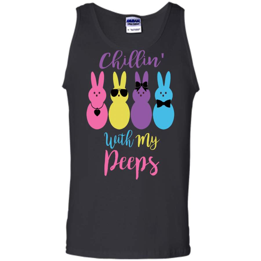 Chillin With My Peeps Easter Bunny Funny T-Shirt for Kids Tank Top