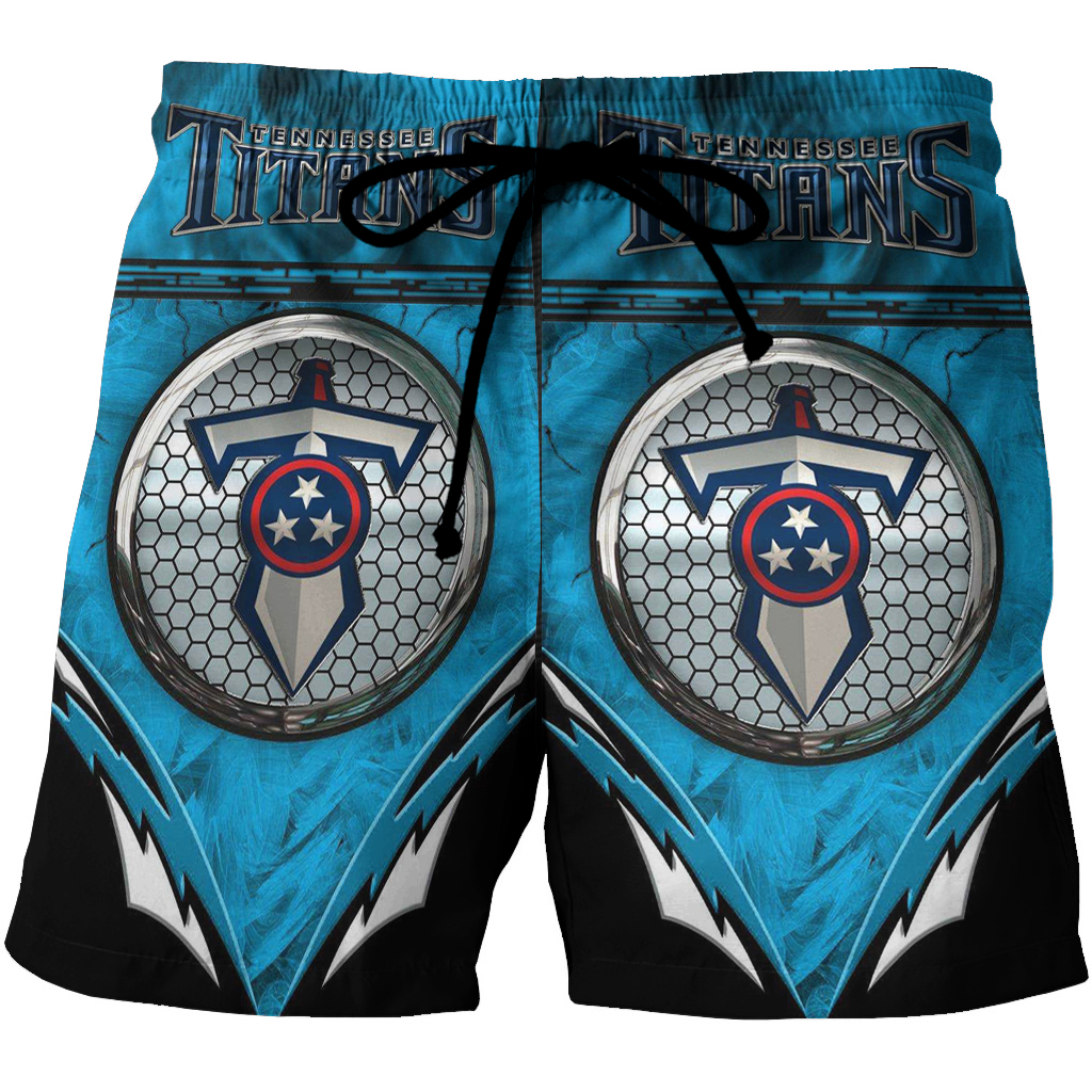 Tennessee Titans Emblem V12 3D All Over Print Summer Beach Hawaiian Short