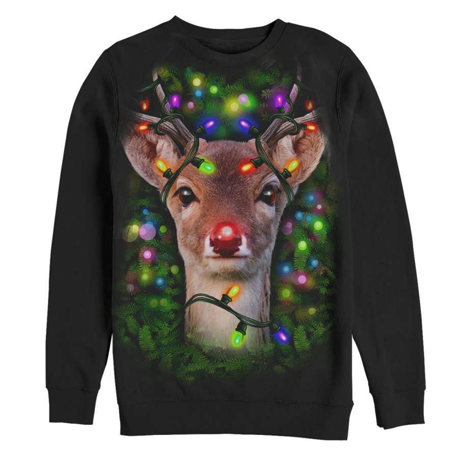 LOST GODS Men’s Ugly Christmas Rudolph Lights Sweatshirt