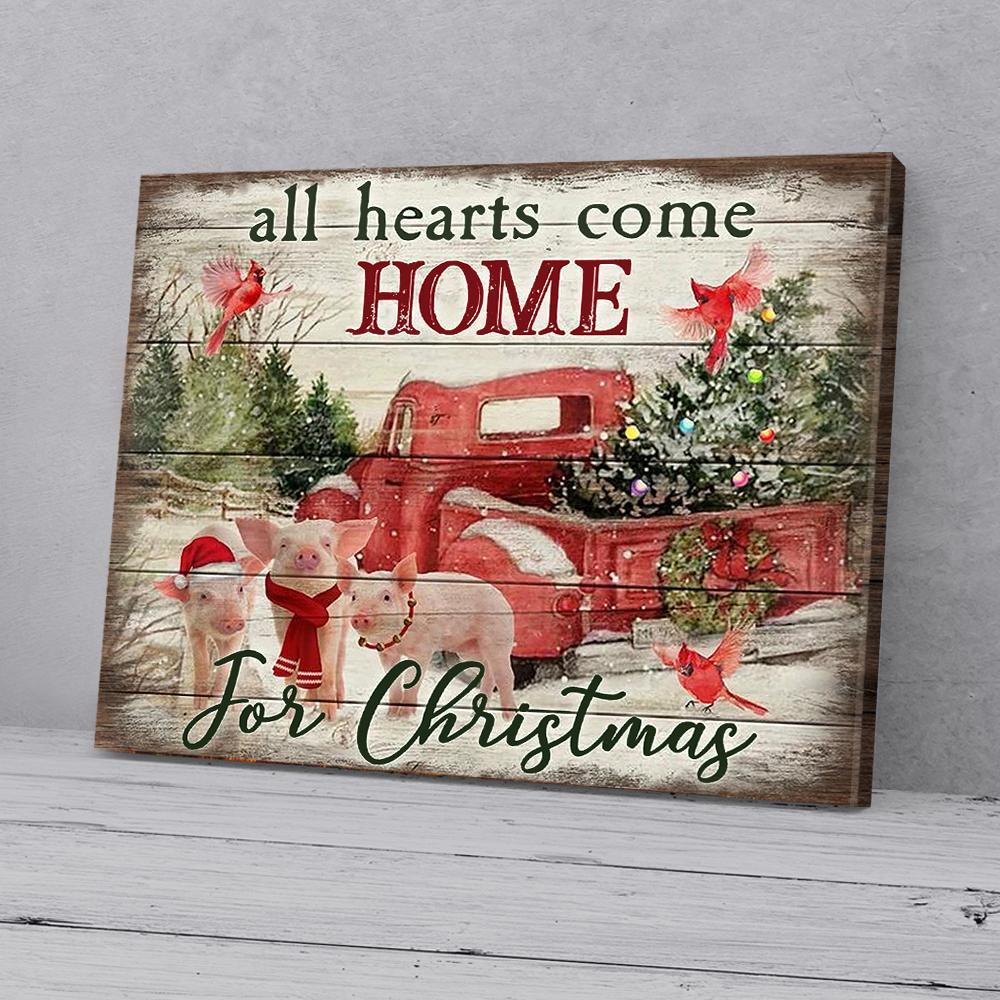 Canvas Prints All Hearts Come Home Pig Cardinal Christmas Wall Art Canvas Wall Art Home Decoration