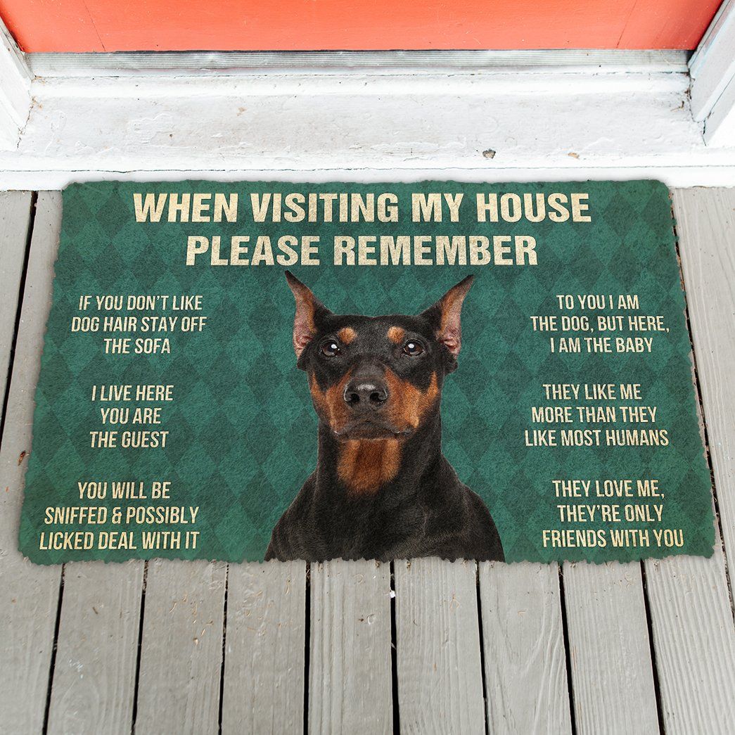 3D Please Remember German Pinscher Dogs House Rules Doormat