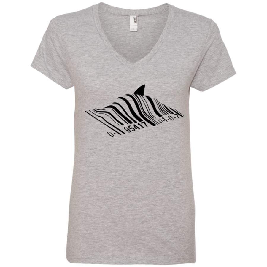 Shark Barcode Graffiti  Ladies’ V-Neck T-Shirt