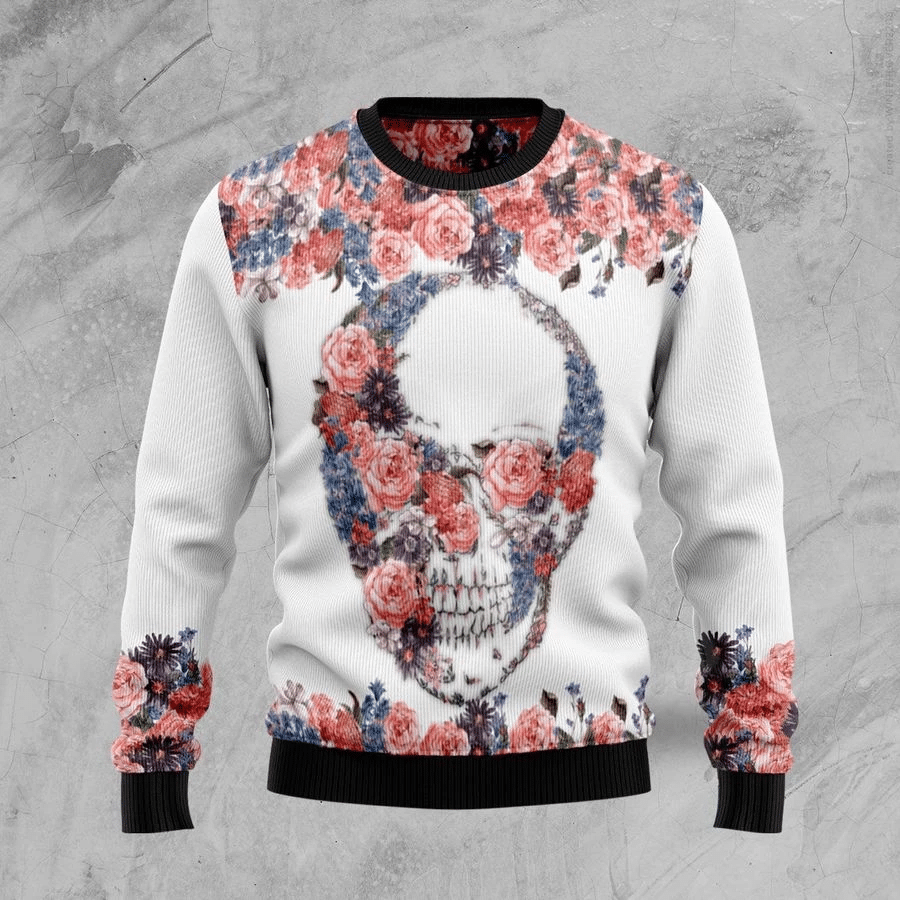 Skull Flower Ugly Christmas Sweater