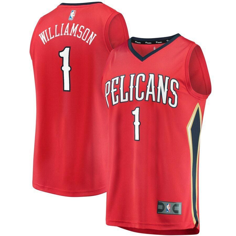 Zion Williamson New Orleans Pelicans 2019 NBA Draft First Round Pick Fast Break Jersey Red Statement Brandedition 2019