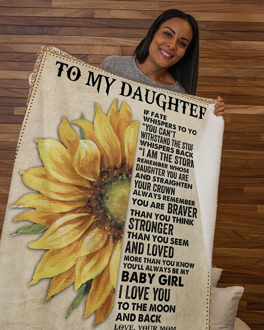 To My Daughter Whenever U Feel Overwhelmed Fleece Blanket Gift For Daughter From Dad To Daughter Home Decor Bedding Couch Sofa Soft And Comfy Cozy