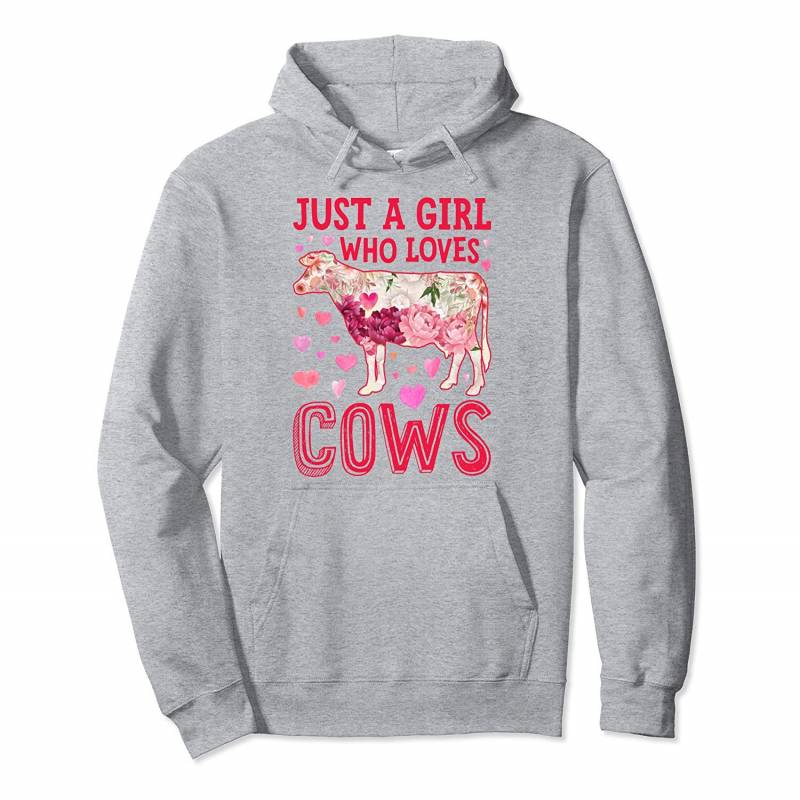 Just A Girl Who Loves Cows Funny Cow Farmer Flower Gift Farm Pullover Hoodie, T Shirt, Sweatshirt