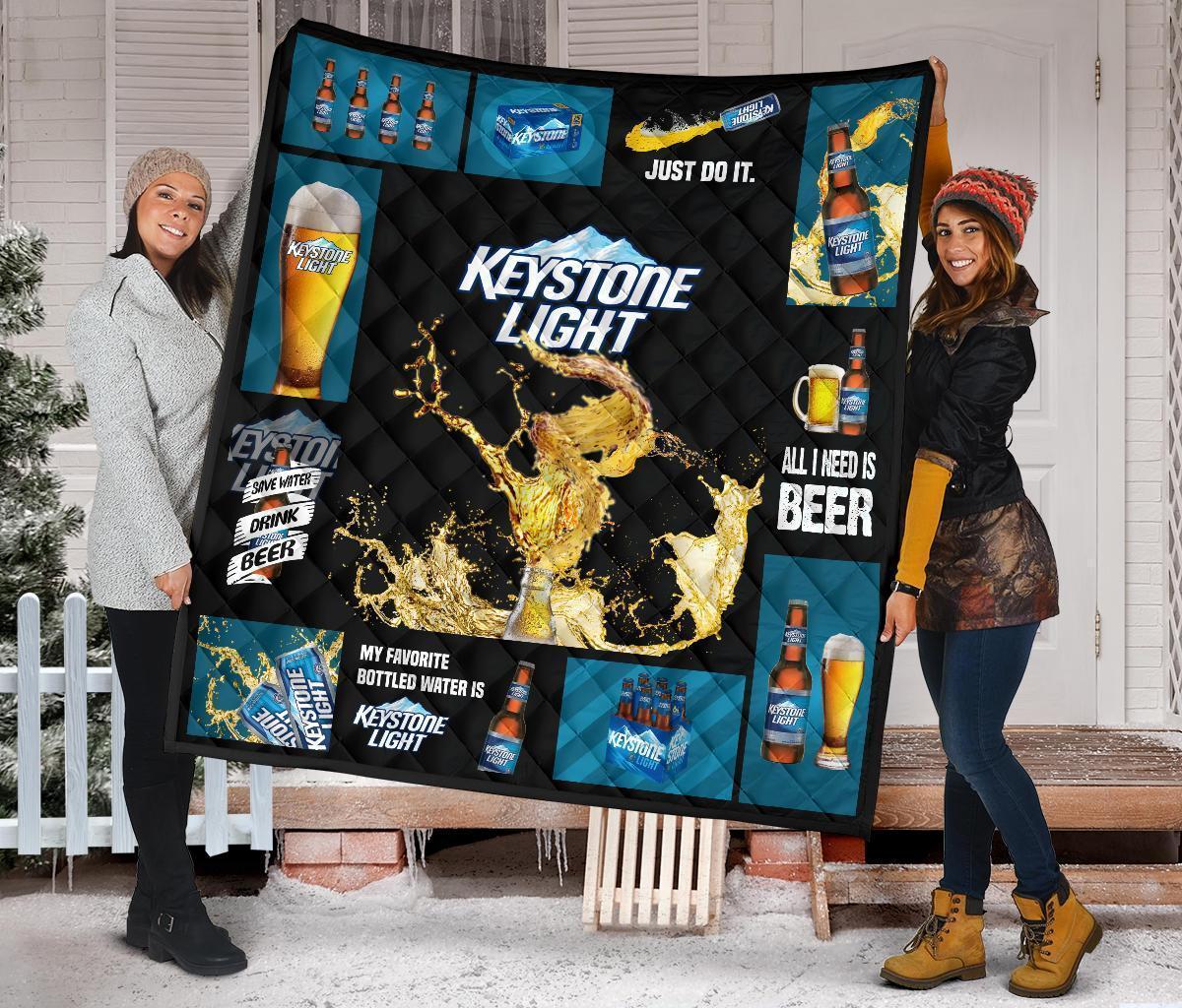 Keystone Light Quilt Blanket All I Need Is Beer Gift Idea