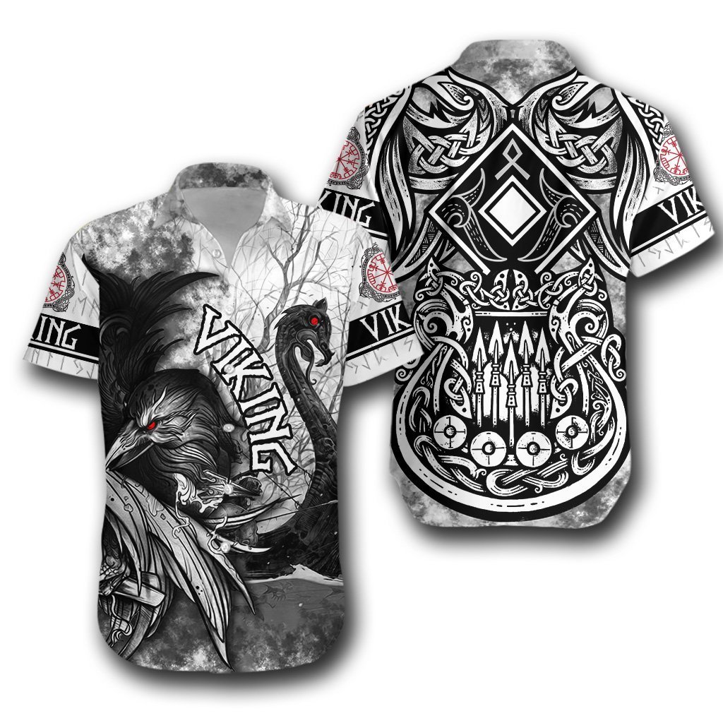 Viking Raven And Drakkar Hawaiian Shirt Pre12088