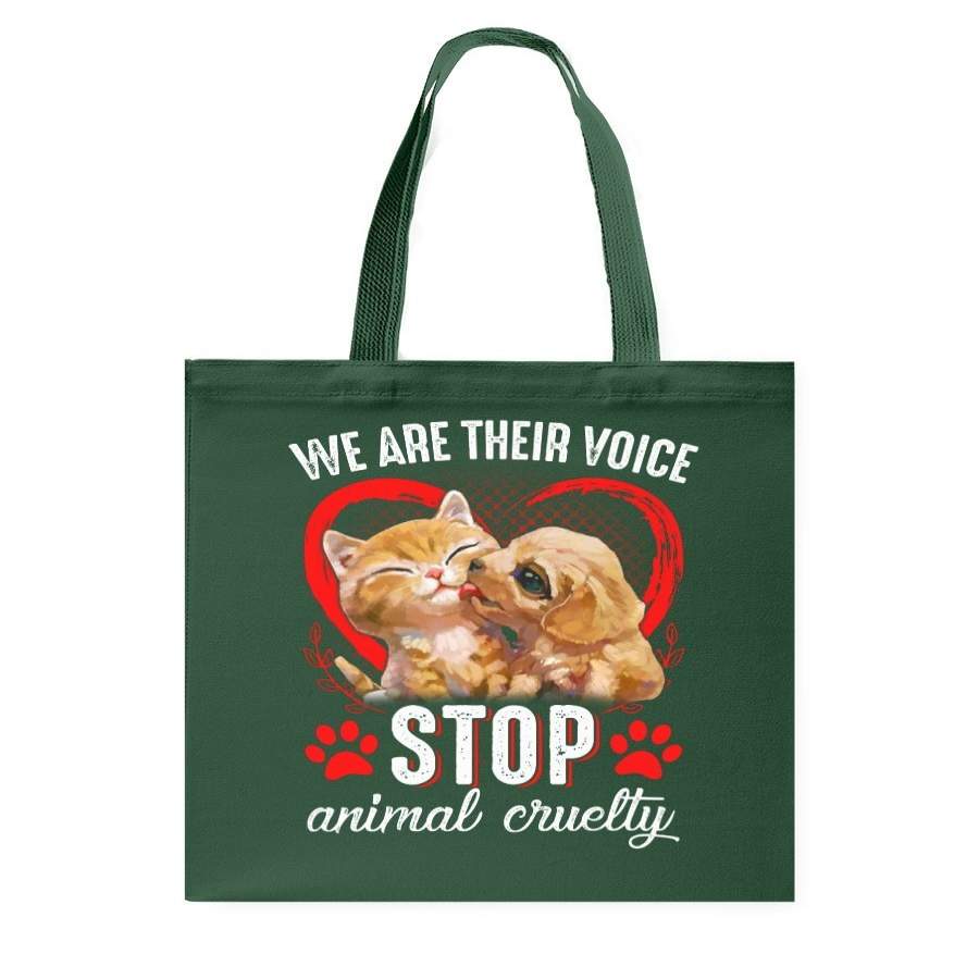 Stop Animal Cruelty T-Shirt Basketweave Tote Bag