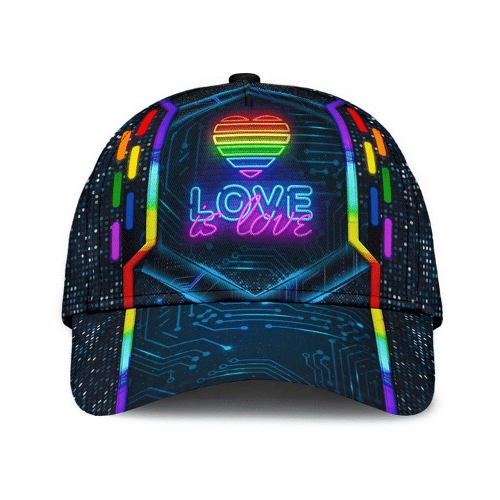 Pride Baseball Cap, Lgbt Modern Style Love Is Love Form All Over Printing Classic Cap Hat