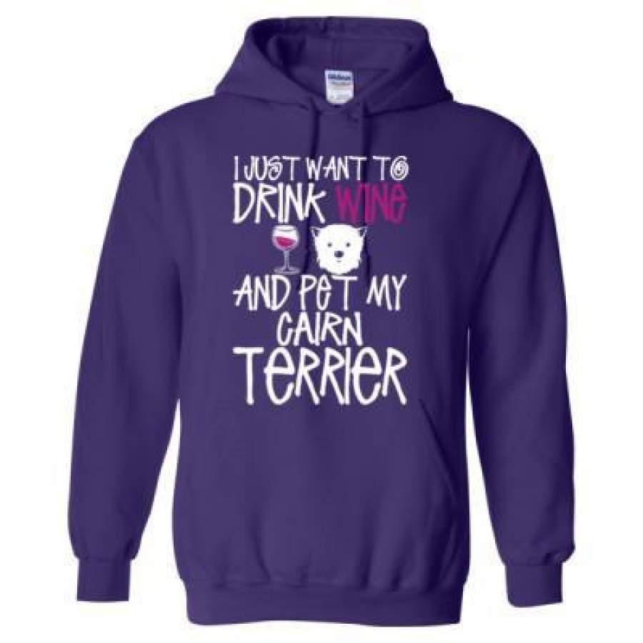 AGR I Just Want To Drink Wine And Pet My Cairn Terrier Dog – Heavy Blend™ Hooded Sweatshirt