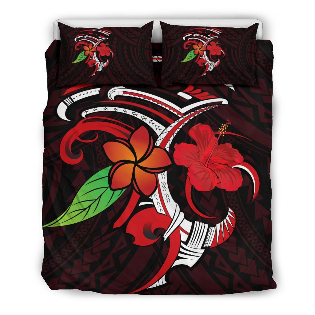 Hawaiian Hibiscus And Plumeria Flower Polynesian Bedding Set – AH – J4