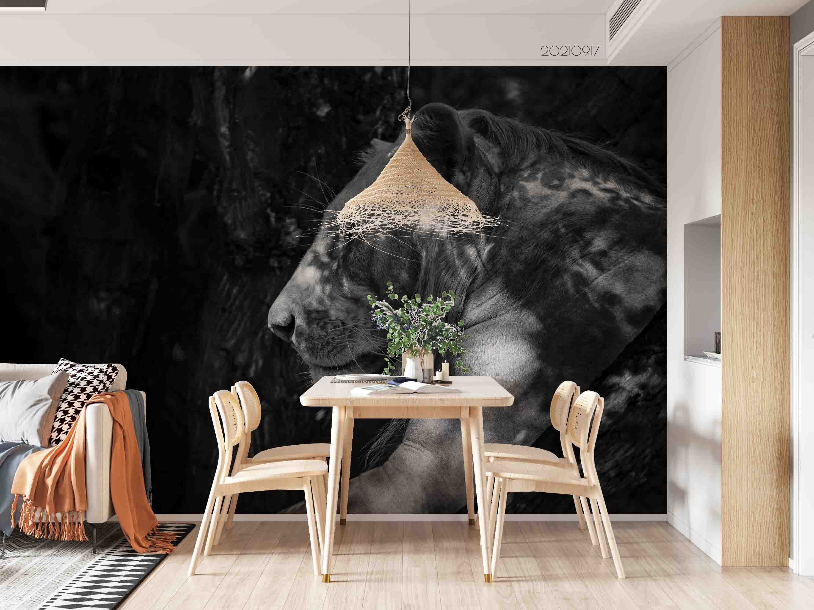 3D Animal Tiger Black Wall Mural Wallpaper Lqh 56