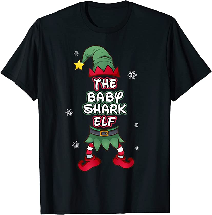 Baby Shark Elf christmas pajamas pjs matching family group T-Shirt