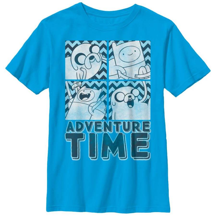 Adventure Time Boy’s Finn and Jake Box  T Shirt Turquoise