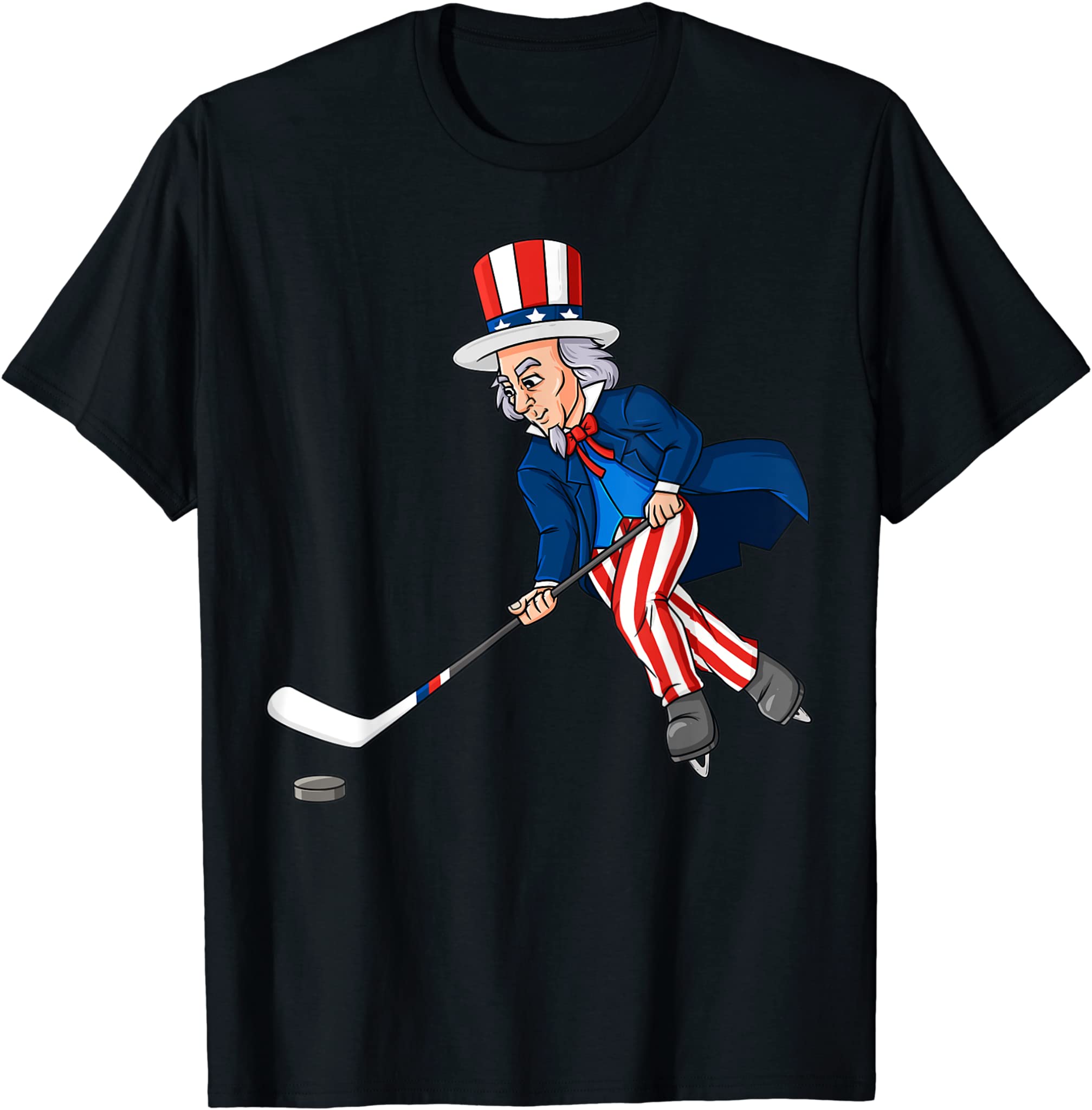 Uncle Sam Hockey 4th Of July Patriotic Boys Kids Teens T-Shirt