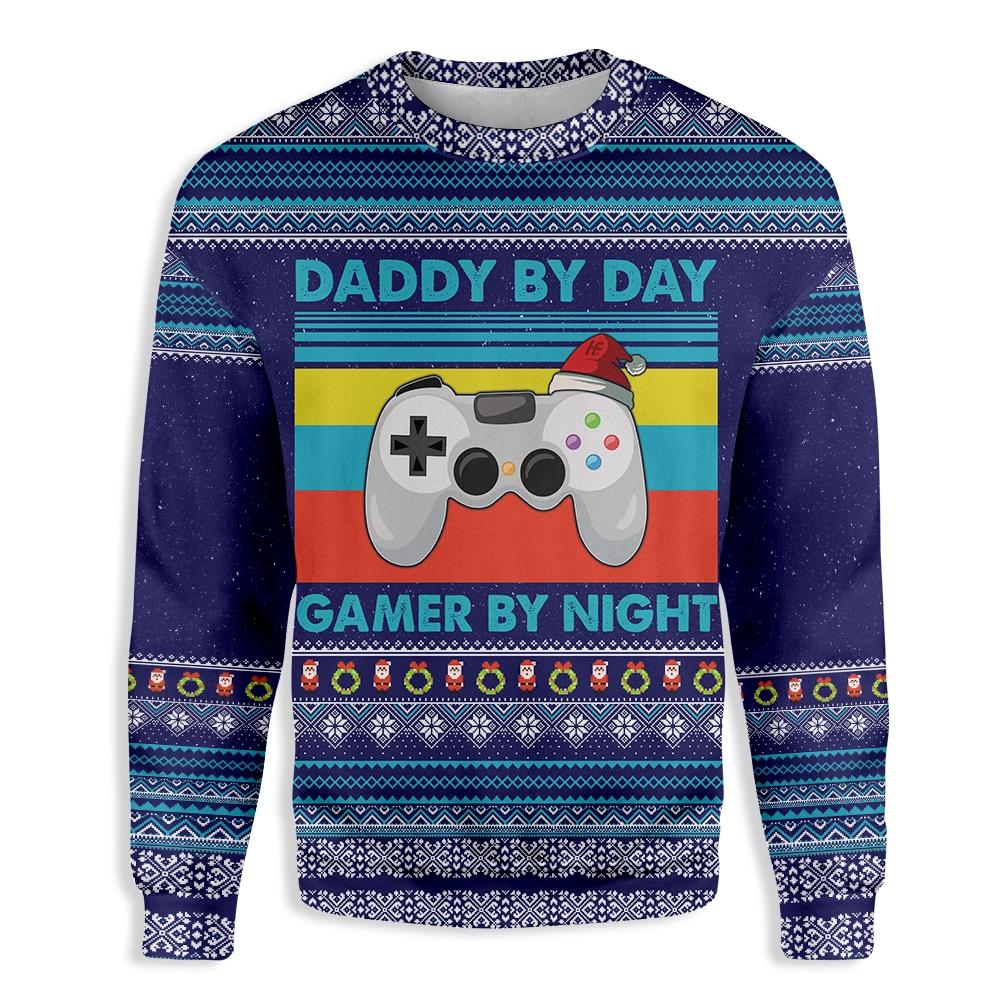 Ugly Christmas Daddy By Day Gamer By Night Ez12 0710 All Over Print Sweatshirt