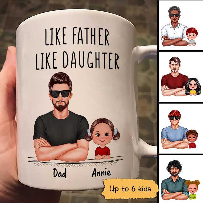 Real Man Like Father Like Daughter Son Doll Kids Father’S Day Gift For Dad Daddy Personalized Mug