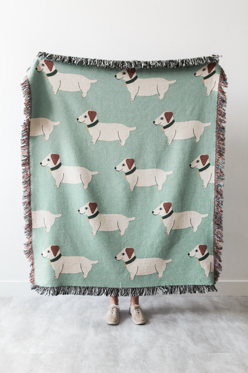 Wiener Dog To Dog Lover Pet Lover Vintage Retro Style Couch Sofa Blanket,  Woven Throw Blanket Home Decor