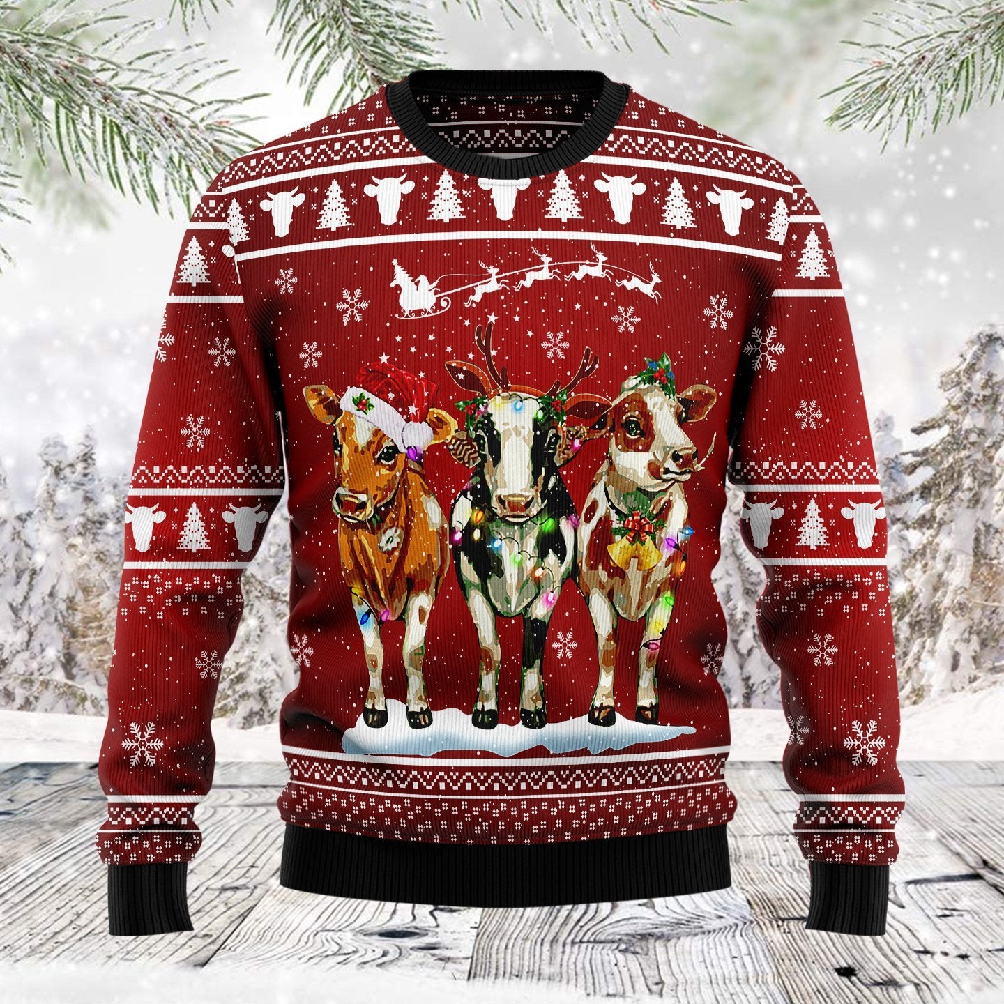 Cow Christmas Ugly Christmas Sweater | For Men & Women | Adult | Us6081