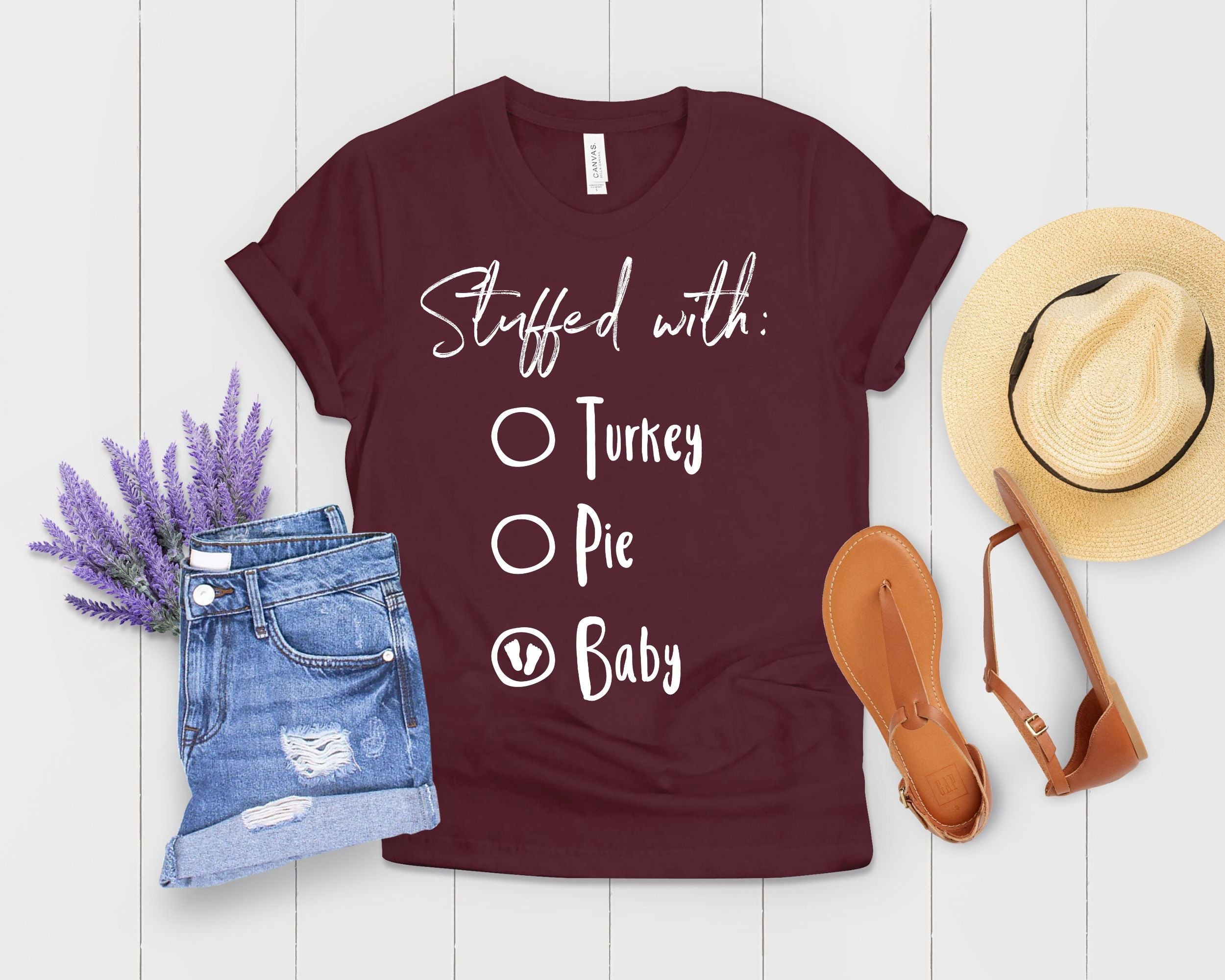 Stuffed With Baby Thankful Pregnancy Shirt