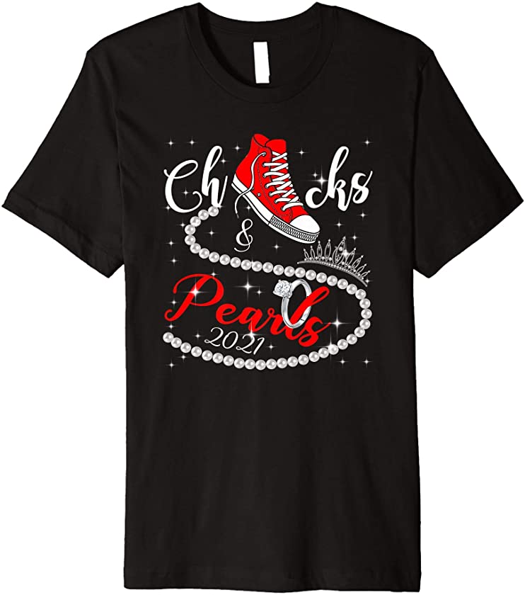 Chucks and Pearls 2021 HBCU Black Girl Magic Red Gift Premium T-Shirt