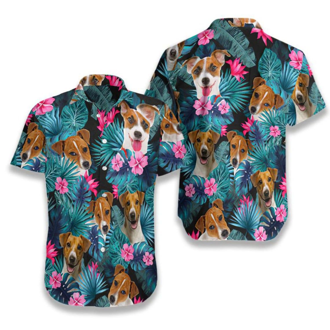 Tropical Jack Russell Terrier Hawaii Fullprint Button Shirt Ha79795