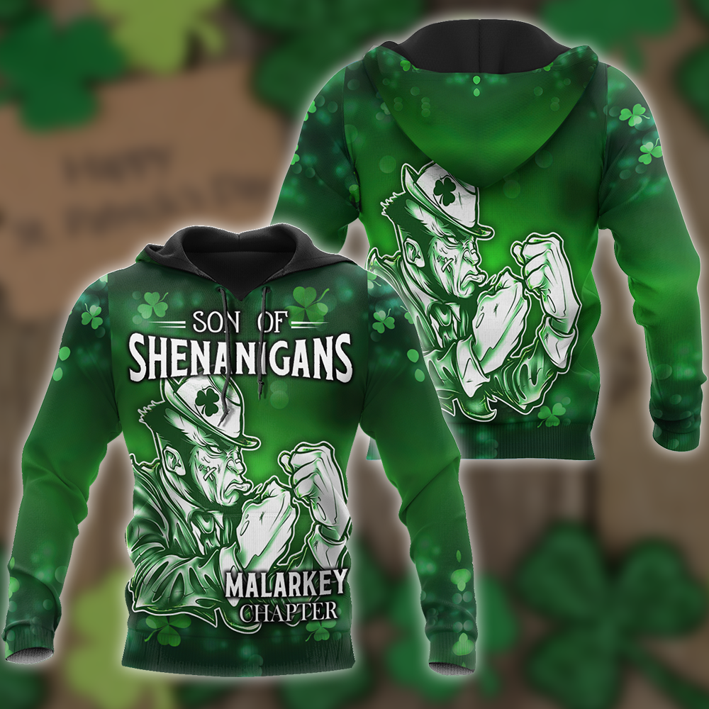 Son Of Shenanigans 3D All Over Printed Shirt, Malarkey Chapter Shamrock St. Patrick Day Shirt