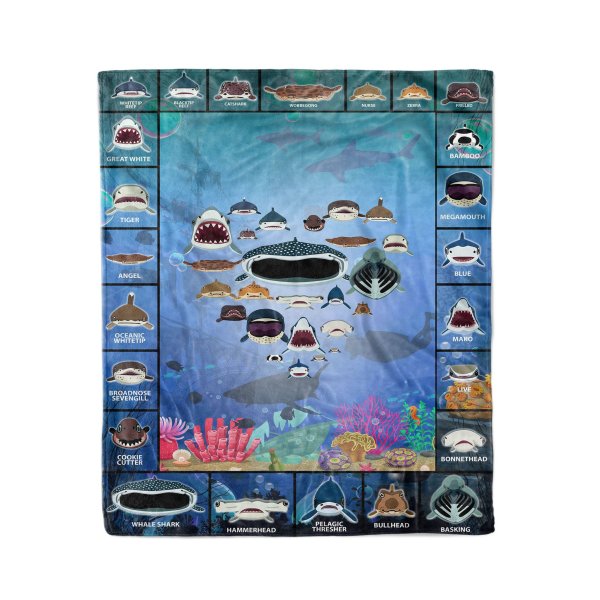 Shark Lovers 2 Blanket – Fleece Blanket – Gift For Shark Lovers