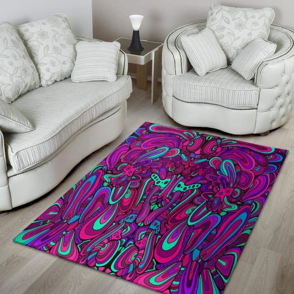 Psychedelic Trippy Doodle Area Rug