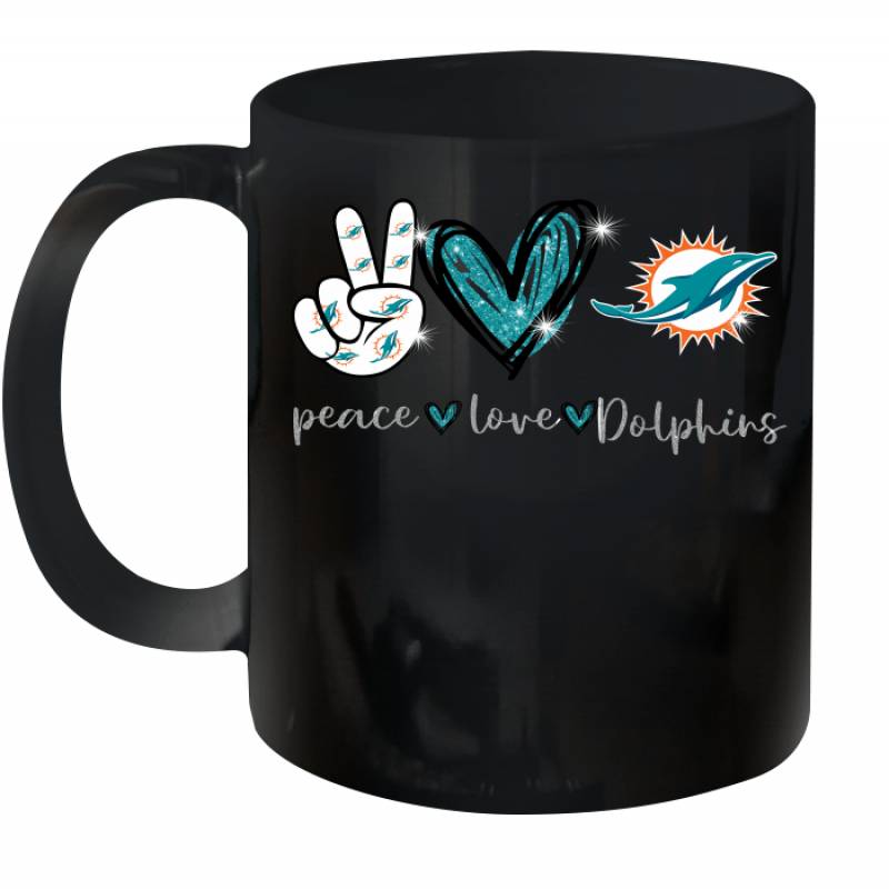 Peace Love Dolphins gift for Miami Dolphins Fans Ceramic Mug 11oz