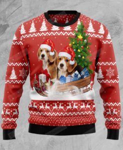 Beagle Dashing Ugly Christmas Sweater, All Over Print Sweatshirt