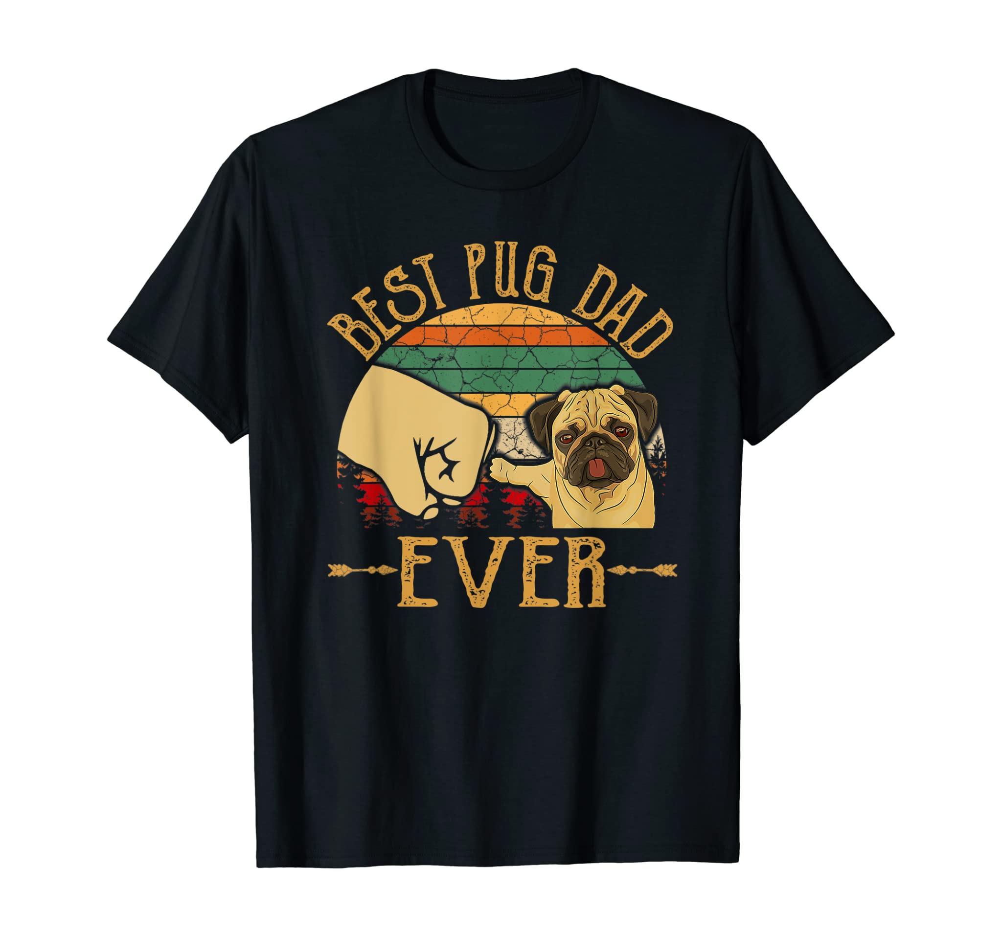 Retro Vintage Best Pug Dad Ever T-Shirt