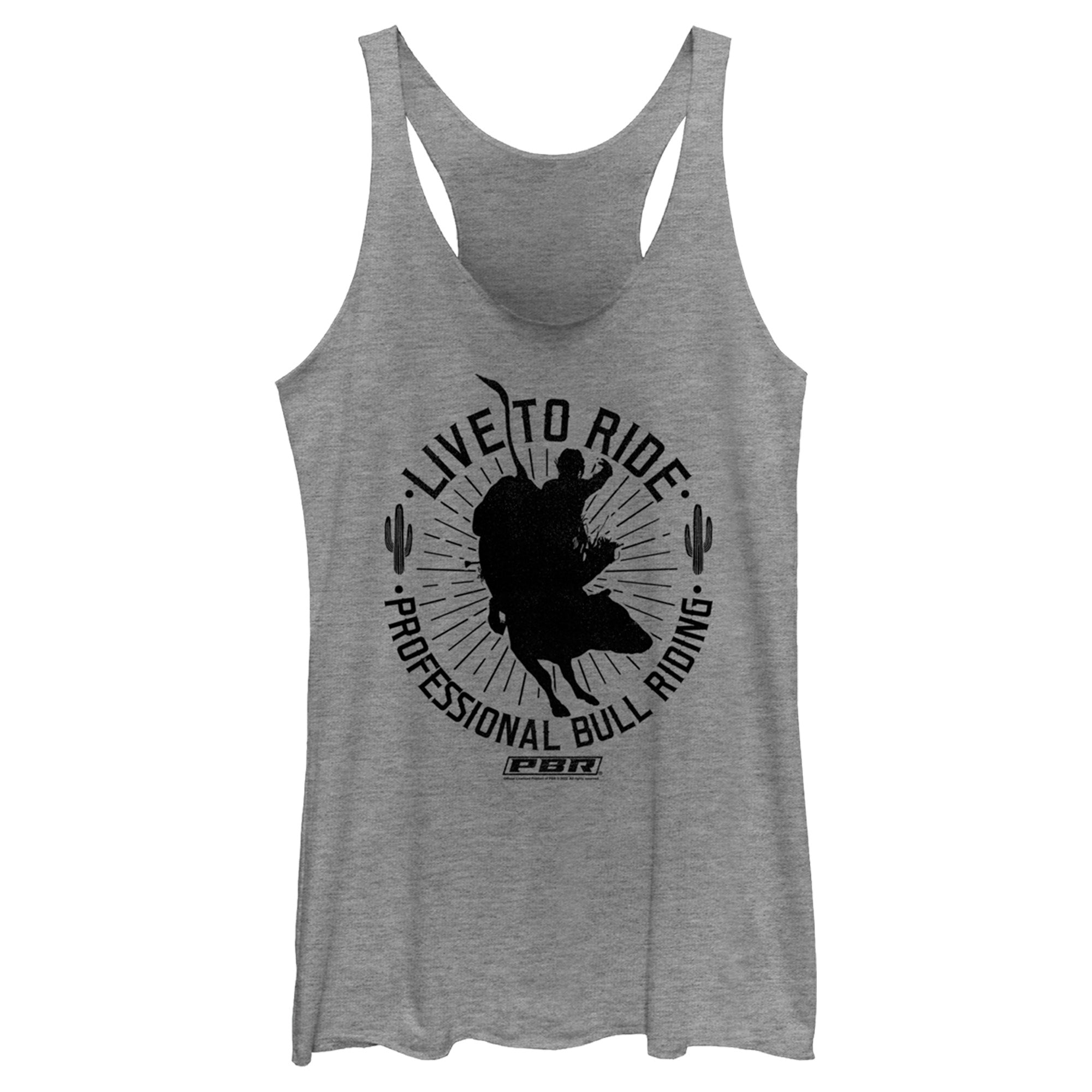 Women’S Professional Bull Riders Live To Ride Silhouette Racerback Tank Top