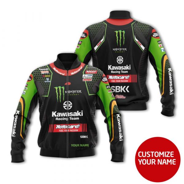 Kawasaki Monster Energy Personalized Name Bomber Jacket All Over Printed Bomber Jacket Us Size