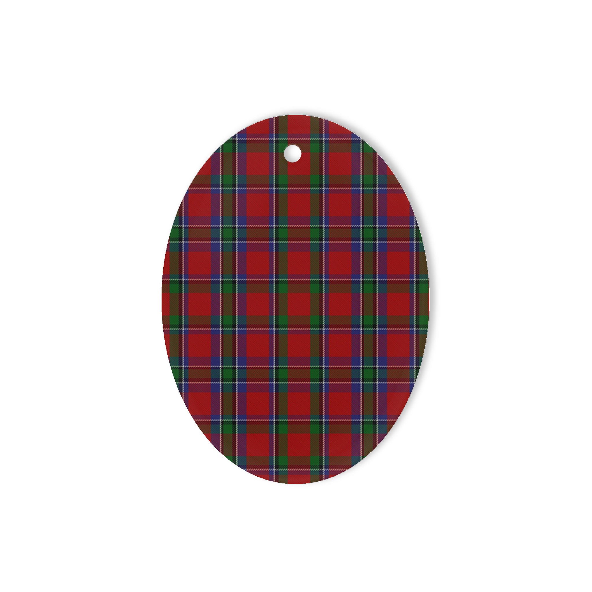 Sinclair Tartan Oval Ornaments, Christmas Tree Ornament, Plaid Christmas Ornaments, Ceramic Oval Christmas Tree Decoration