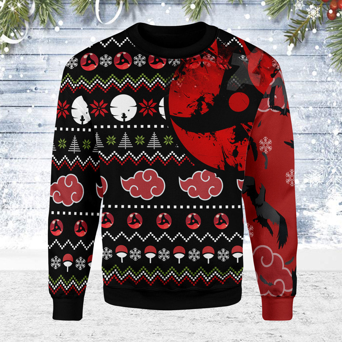 Customspig Akatsuki Itachi Symbolic Crows Naruto Christmas Ugly Sweater