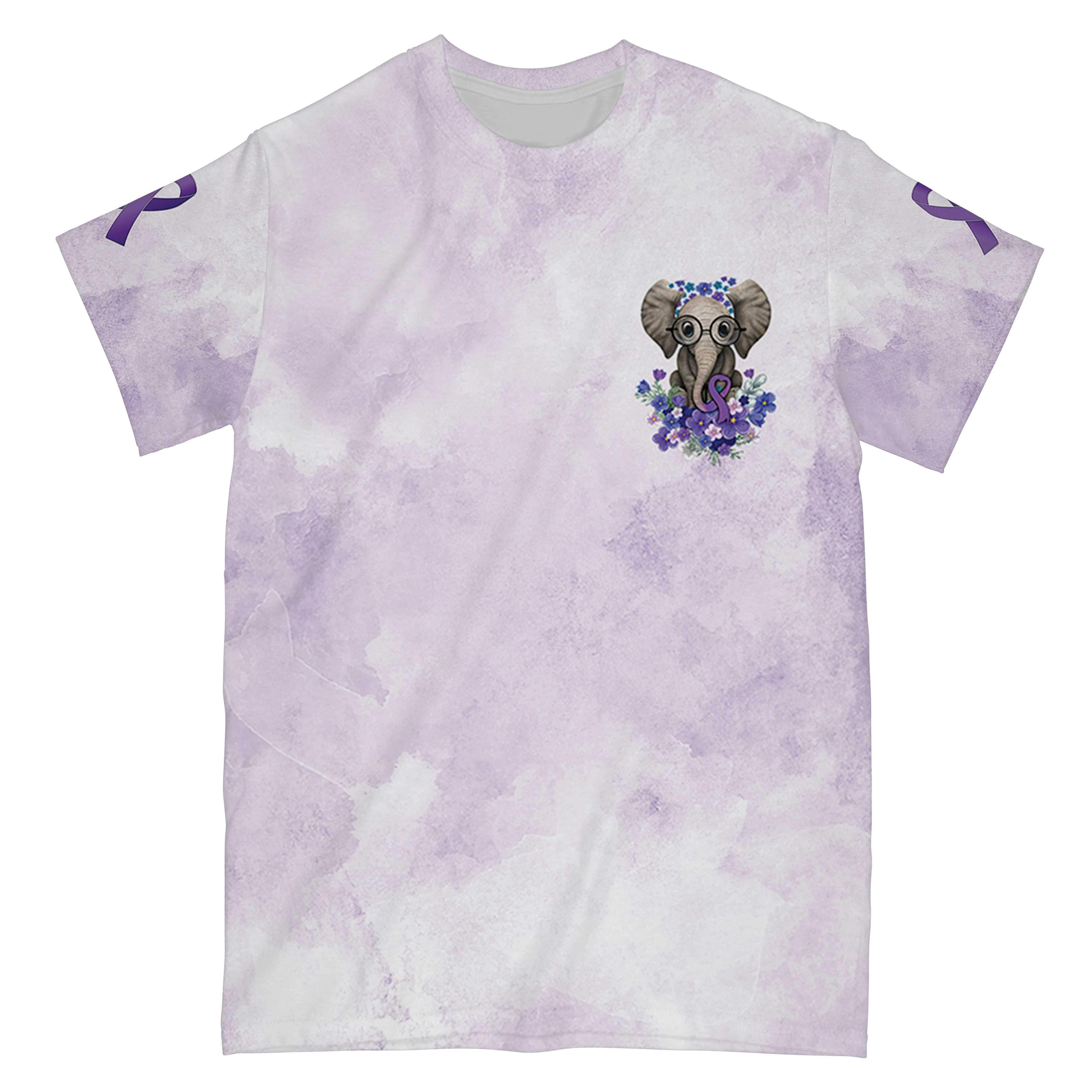 I Wear Purple For My Grandma Alzheimer’S Awareness All Over Print T-Shirt, Cute Elephant Granddaughter All Over T-Shirt