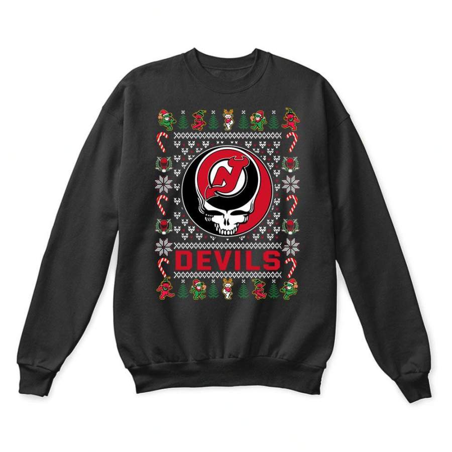 New Jersey Devils x Grateful Dead Christmas Ugly Sweater