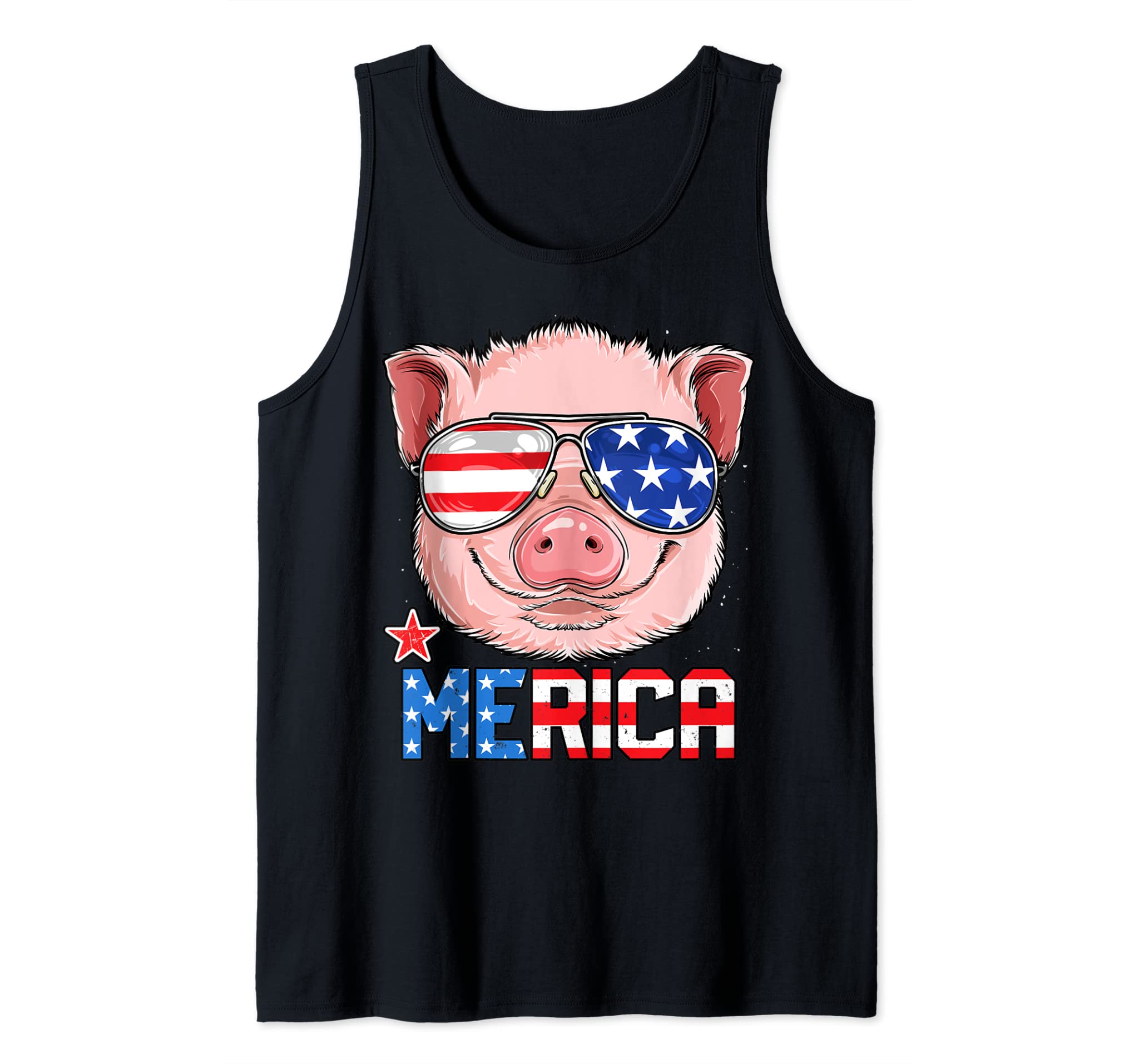 Pig 4th of July Shirt Merica Men Women USA American Flag Tank Top