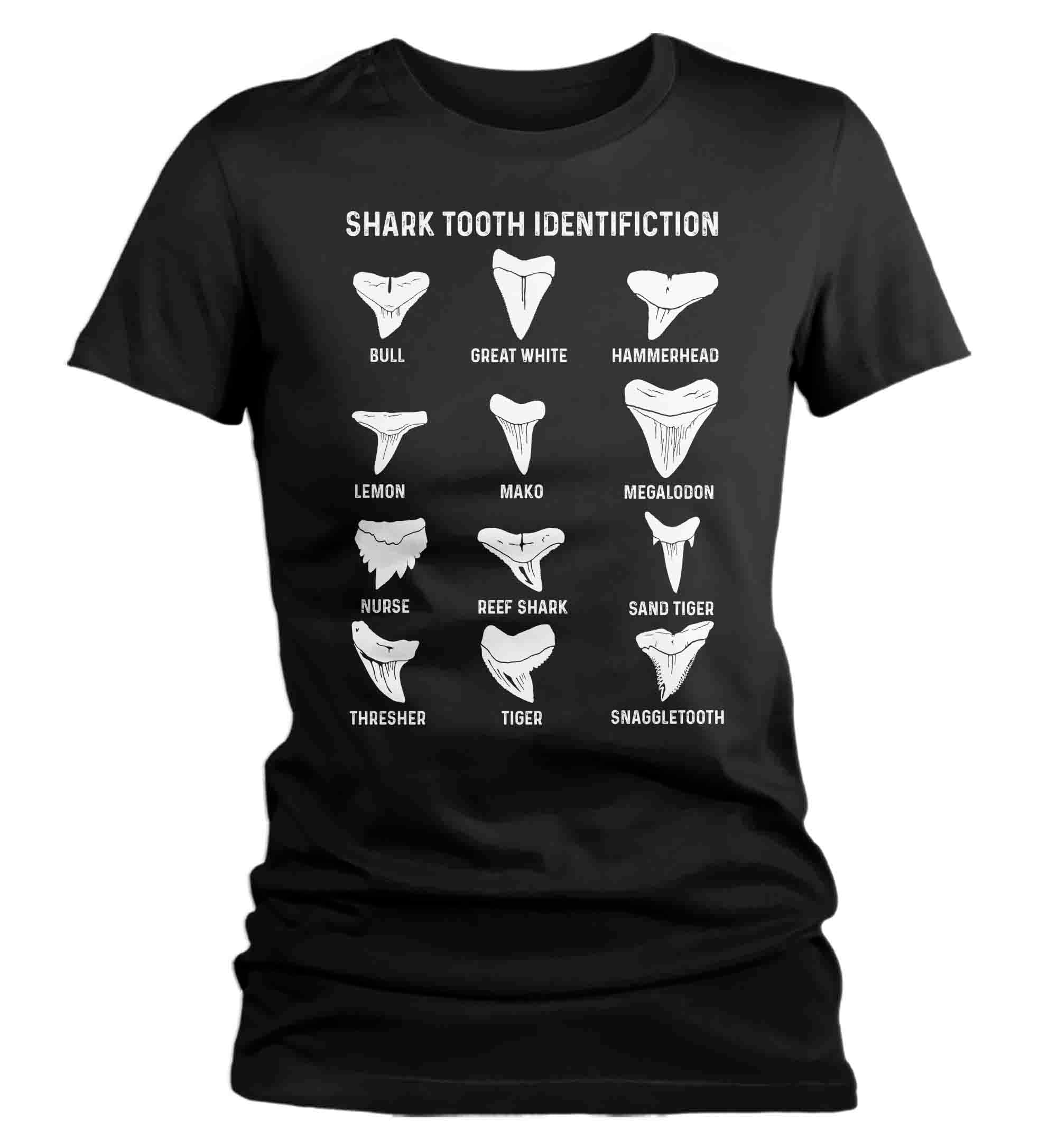 Women’S Shark Tooth Shirt Teeth Identification Fossil Shark Shirt Gift T-Shirt Ocean Marine Biology Fish Scientist Tee Ladies