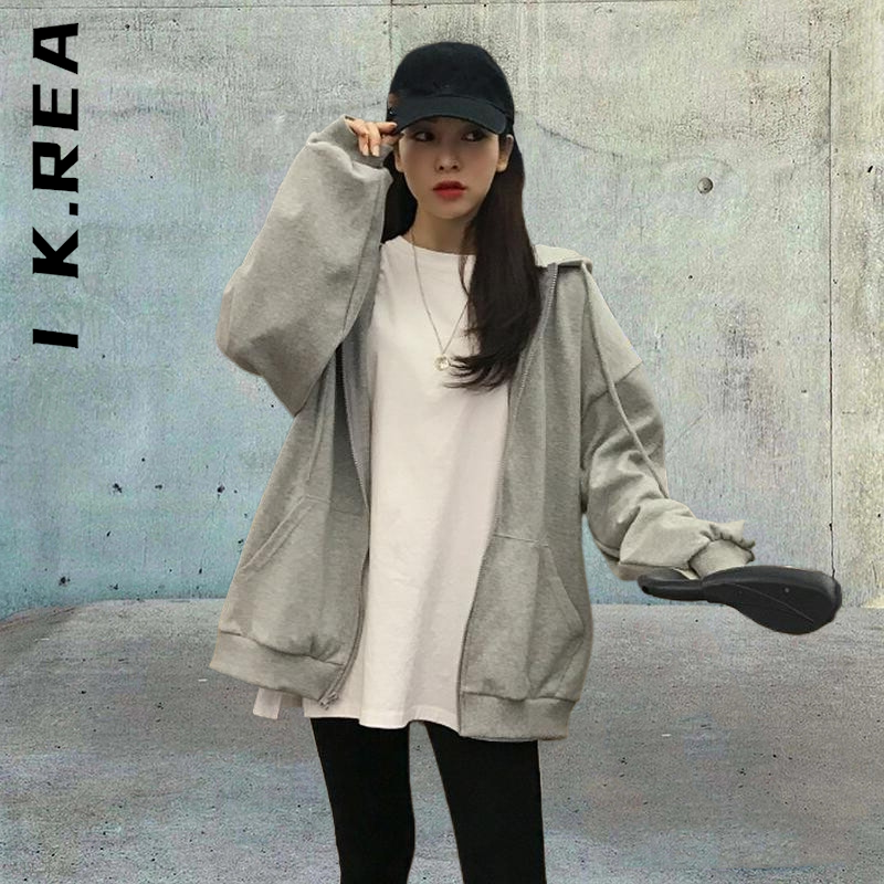 Women Hoodies Harajuku Korean Version Solid Loose Sweatshirts Autumn Female Long Sleeve Hooded Streetwear Casual Top alx