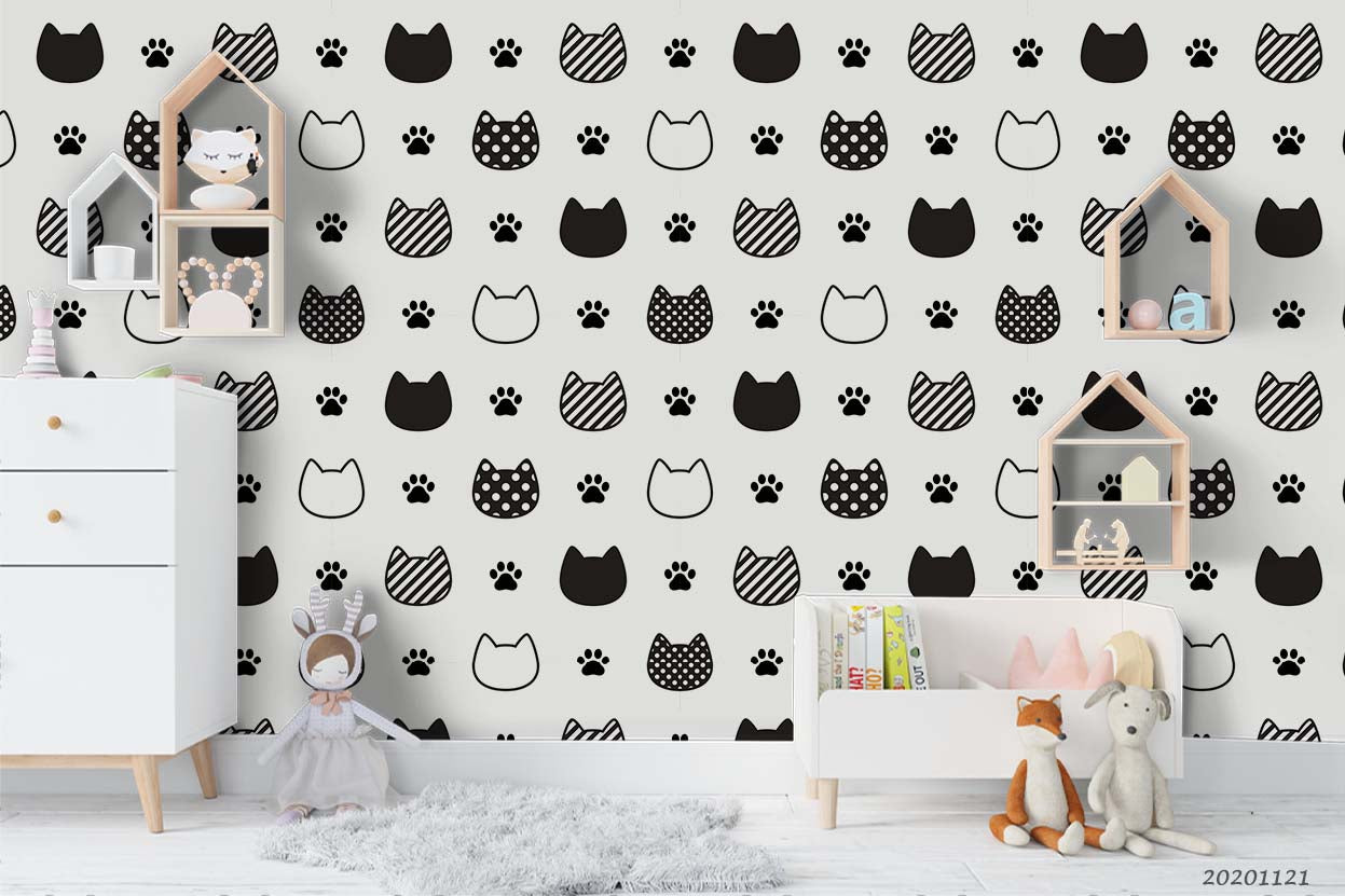 3D Cartoon Animal Cat Wall Mural Wallpaper Lqh 13