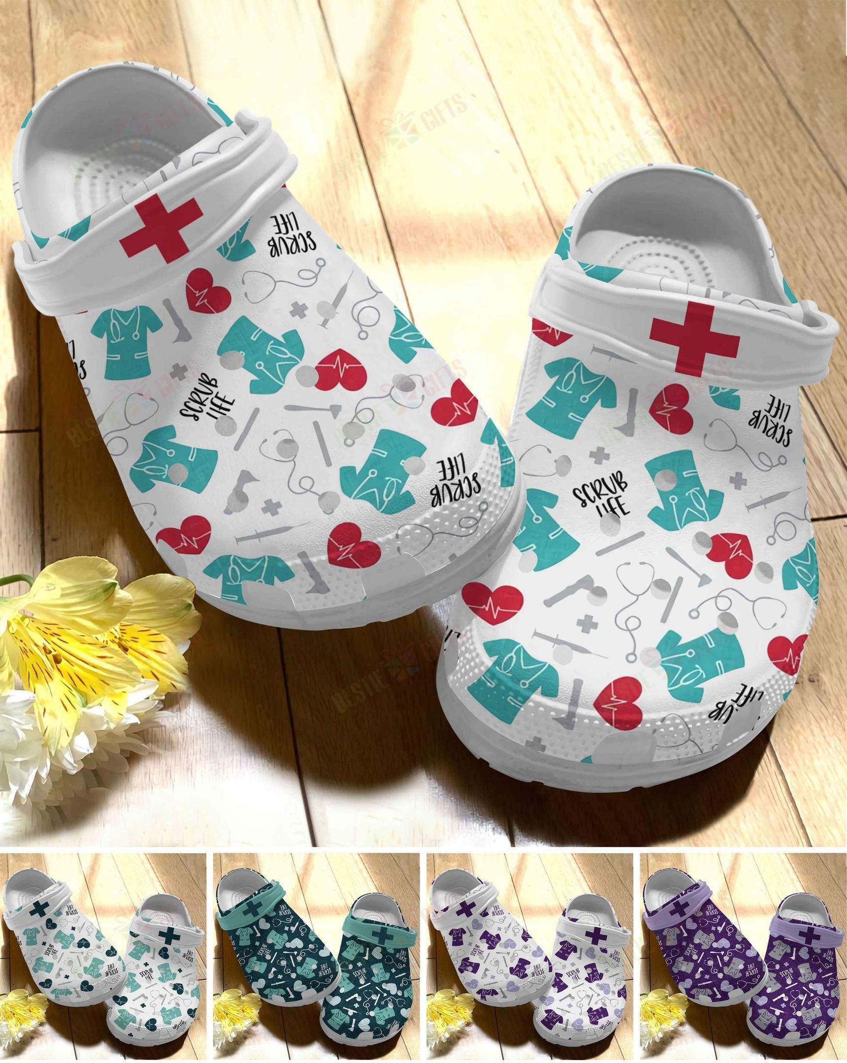 Nurse Crocs Classic Clog Scrub Life Pattern Shoes – Justbeperfect Shop