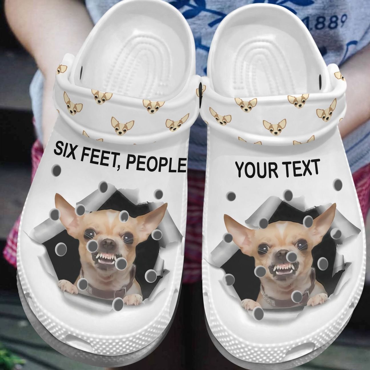 Chihuahua Personalized Clog, Custom Name, Text, Color, Number Fashion Style For Women, Men, Kid, Print 3D Six Feet People