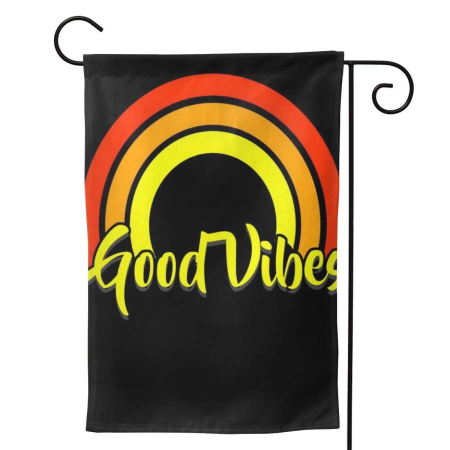 2 Pcs Garden Flag Good Vibes 80s Rainbow Horizontal Poster 12.5″x18″ -Mothers Day, Birthday Gifts for Mom, Dad, Wife, Husband, Daughters, Grandma, Friends