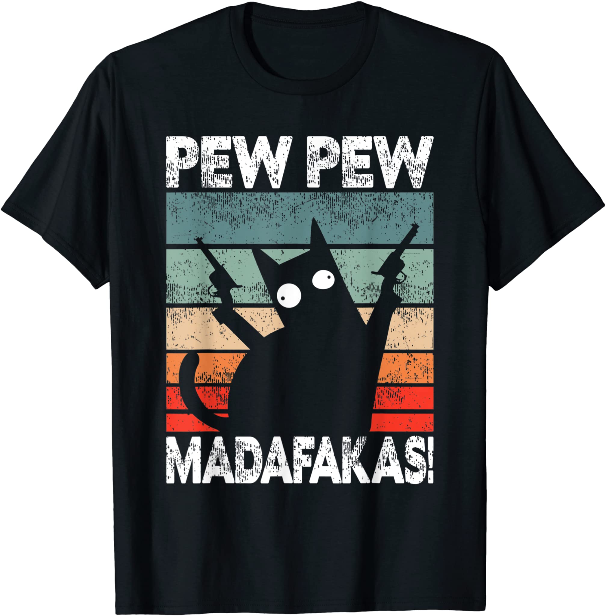 Pew Pew Madafakas Cat Vintage Funny Animal Lovers Meme Gifts T-Shirt