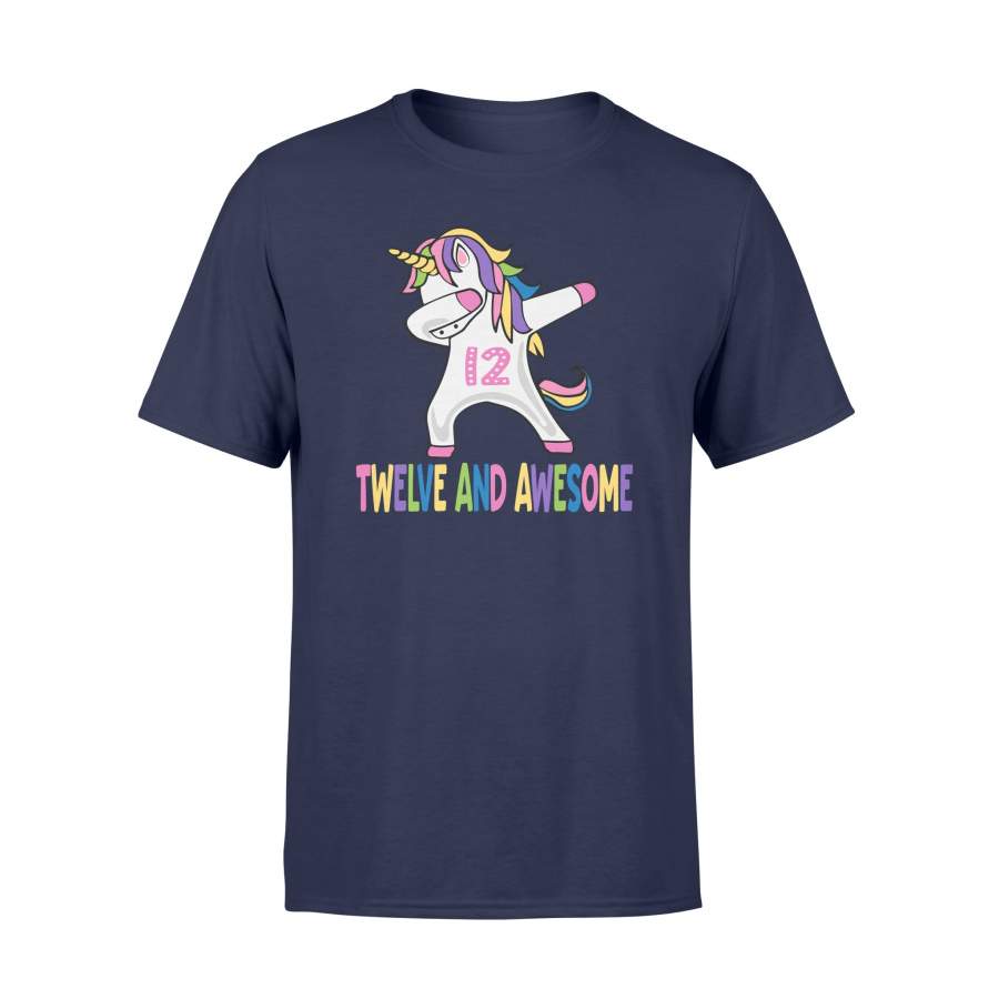 12th Birthday Unicorn Dabbing Girl – Twelve And Awesome T Shirt